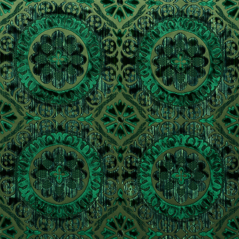 Suzani Strie Velvet fabric in emerald color - pattern number 77641 - by Schumacher in the Cut & Patterned Velvets collection