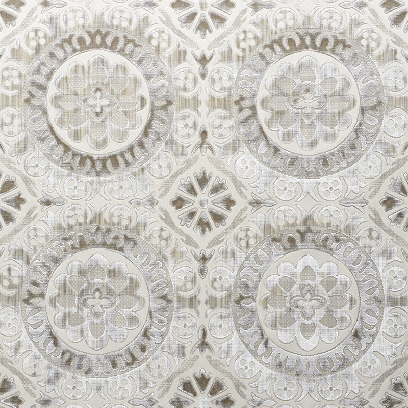 Suzani Strie Velvet fabric in pearl color - pattern number 77642 - by Schumacher in the Cut & Patterned Velvets collection