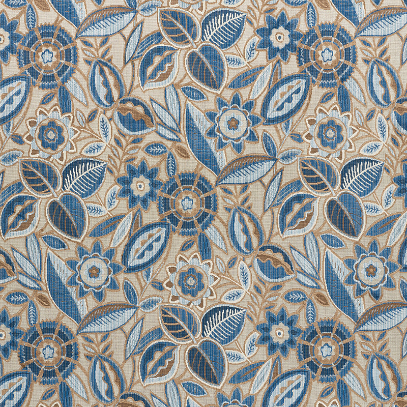 Garland Velvet fabric in blue color - pattern number 77761 - by Schumacher in the Cut & Patterned Velvets collection
