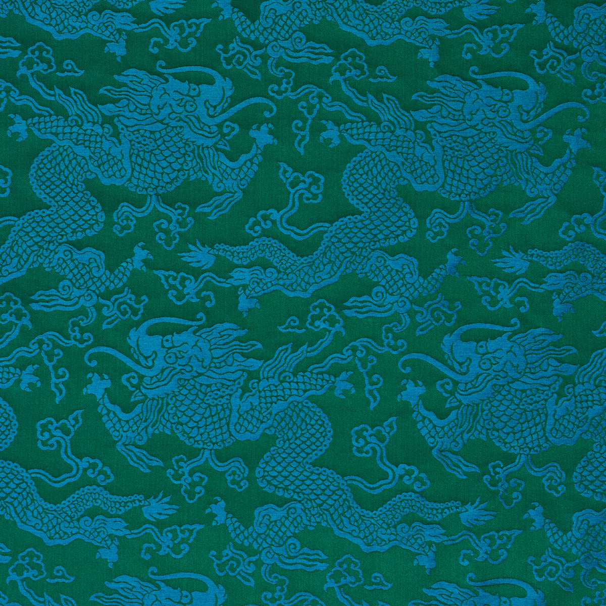 Ruan Dragon Damask fabric in emerald color - pattern number 78100 - by Schumacher in the Fire Breather collection