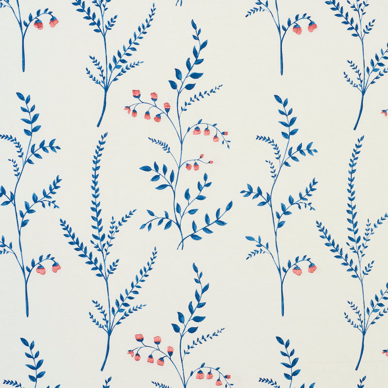Cynthia Embroidered Print fabric in blue color - pattern number 78350 - by Schumacher in the Exquisite Embroideries collection