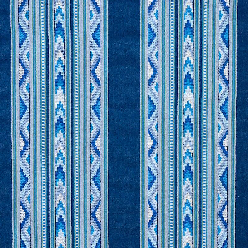 Zarzuela Stripe Embroidery fabric in indigo color - pattern number 78390 - by Schumacher in the Exquisite Embroideries collection