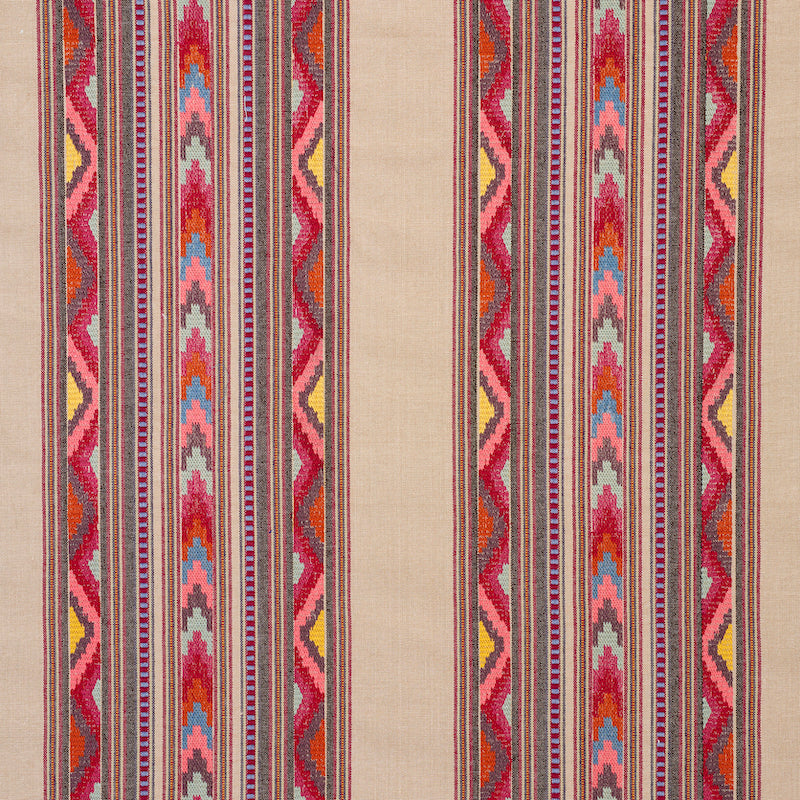 Zarzuela Stripe Embroidery fabric in multi color - pattern number 78392 - by Schumacher in the Exquisite Embroideries collection