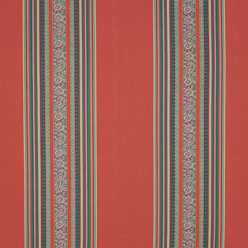 Markova Stripe fabric in red color - pattern number 78601 - by Schumacher in the Rive Gauche collection