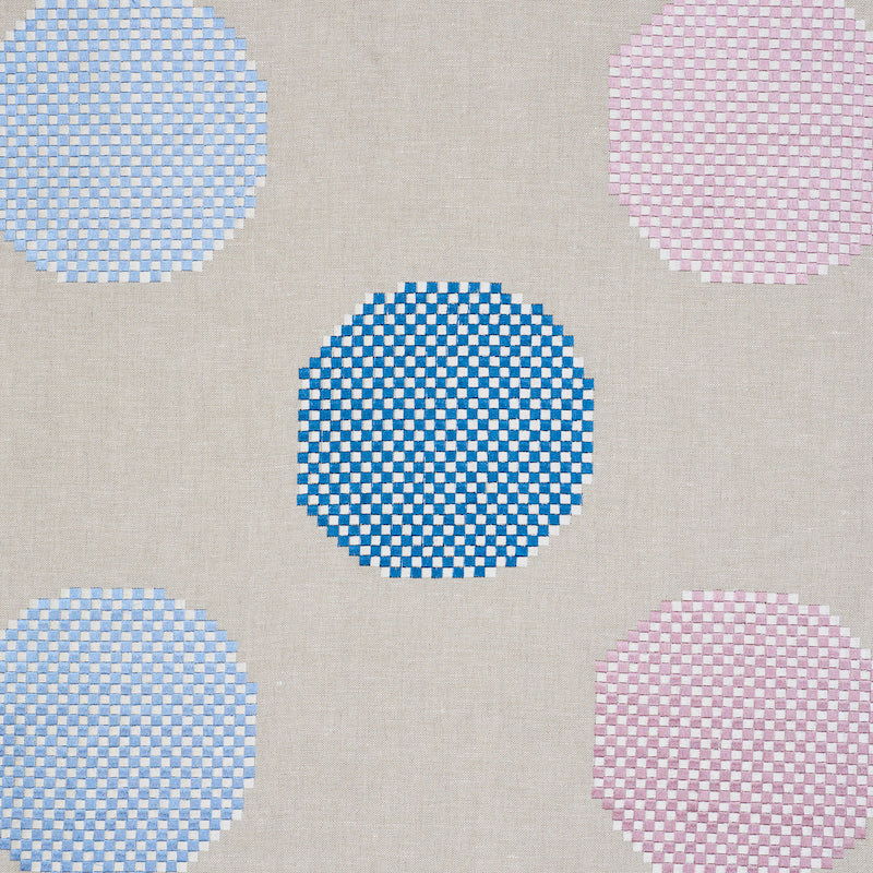 Hansen Embroidery fabric in blue and lilac color - pattern number 78941 - by Schumacher in the Scandinavian Modern collection