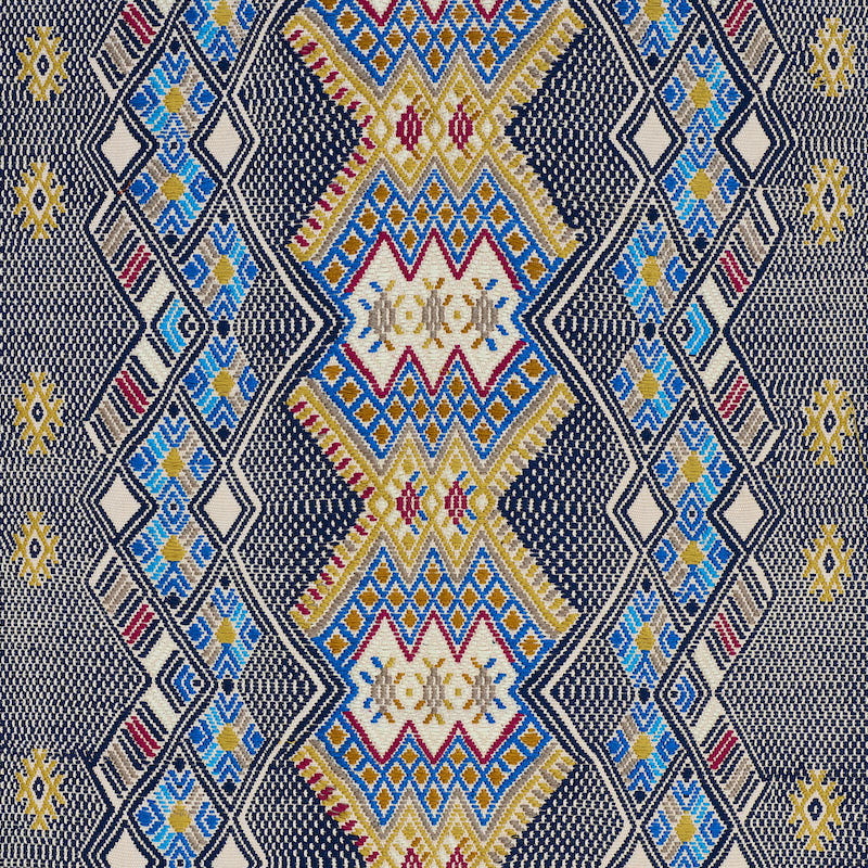 Kaya Hand Woven Brocade fabric in blue color - pattern number 79260 - by Schumacher in the A Rum Fellow collection