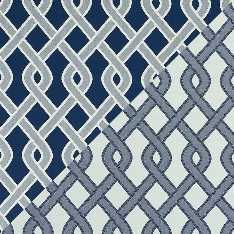 Cleo Trellis Indoor Outdoor fabric in blue color - pattern number 79570 - by Schumacher in the Indoor-Outdoor Prints & Wovens collection