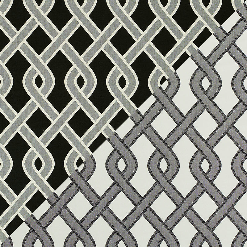 Cleo Trellis Indoor Outdoor fabric in black color - pattern number 79571 - by Schumacher in the Indoor-Outdoor Prints & Wovens collection