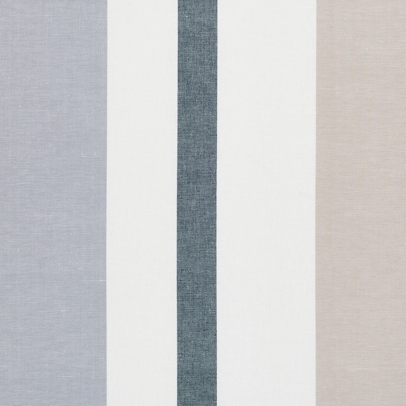 Lolland Linen Stripe fabric in grey and sand color - pattern number 79660 - by Schumacher in the Scandinavian Modern collection