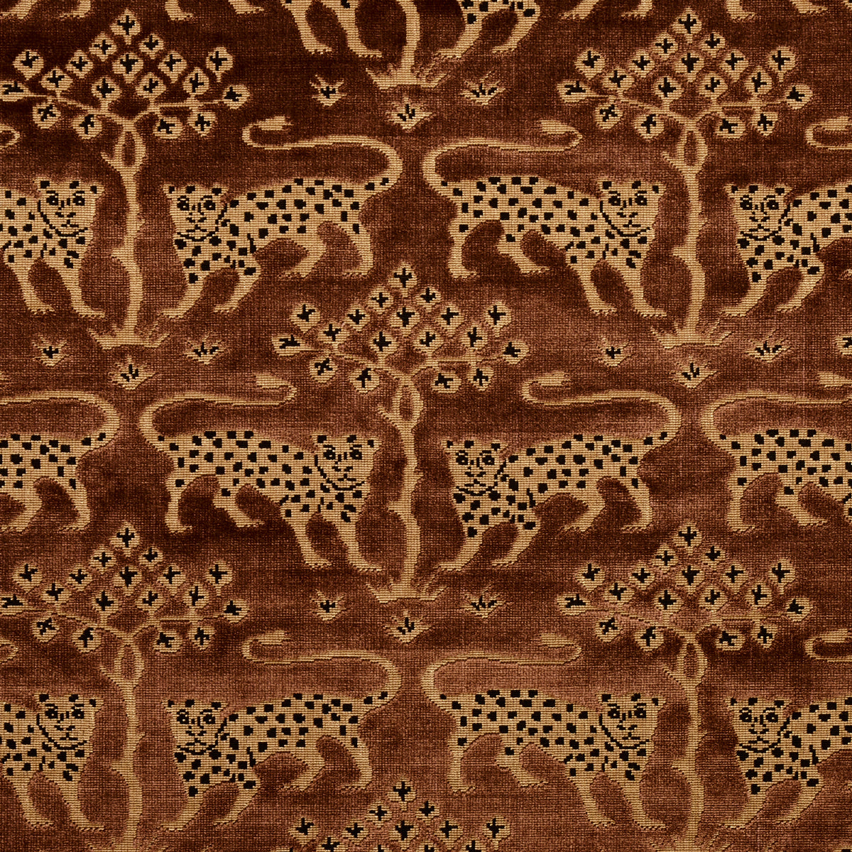 Woodland Leopard Velvet fabric in sepia color - pattern number 80083 - by Schumacher in the Cut & Patterned Velvets collection