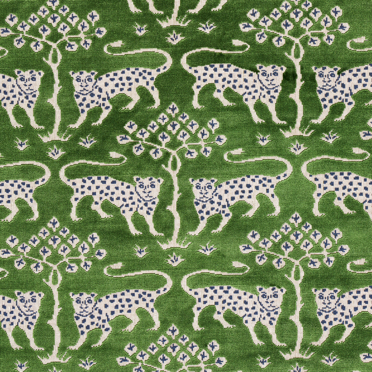 Woodland Leopard Velvet fabric in emerald color - pattern number 80084 - by Schumacher in the Cut & Patterned Velvets collection