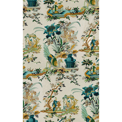 Le Lac fabric in aqua/green color - pattern 8012136.513.0 - by Brunschwig &amp; Fils in the Le Jardin Chinois collection