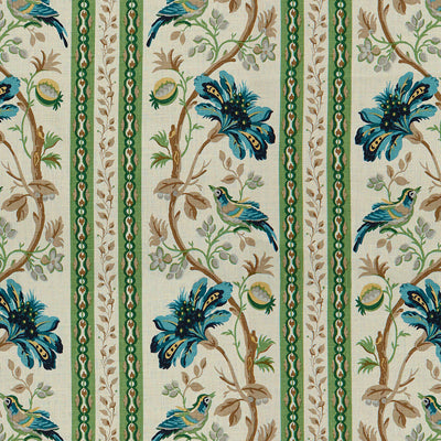 Le Lac Border fabric in aqua/green color - pattern 8012137.513.0 - by Brunschwig &amp; Fils in the Le Jardin Chinois collection