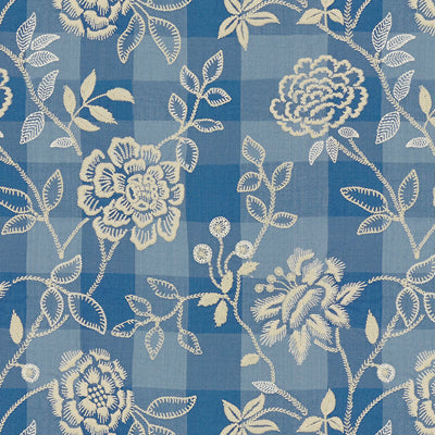 Kinevine Emb fabric in french blue color - pattern 8013112.15.0 - by Brunschwig &amp; Fils in the Tresors De Jouy collection