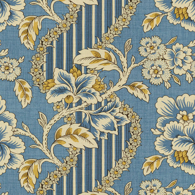 Bois De Rose fabric in blue/gold color - pattern 8013129.54.0 - by Brunschwig &amp; Fils in the Tresors De Jouy collection