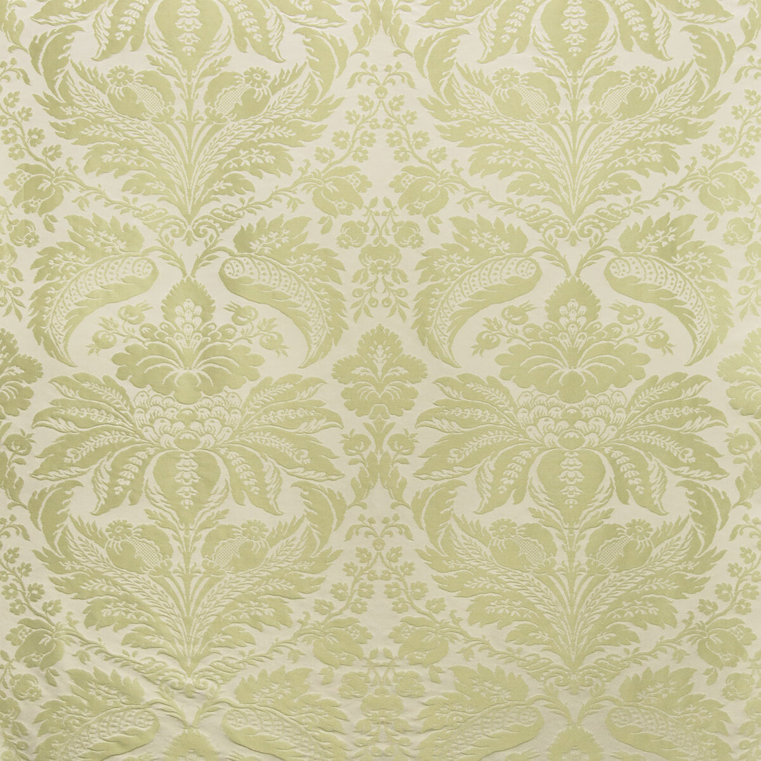Damask Pierre fabric in lichen color - pattern 8013188.311.0 - by Brunschwig &amp; Fils in the B&amp;F Showroom Exclusive 2019 collection