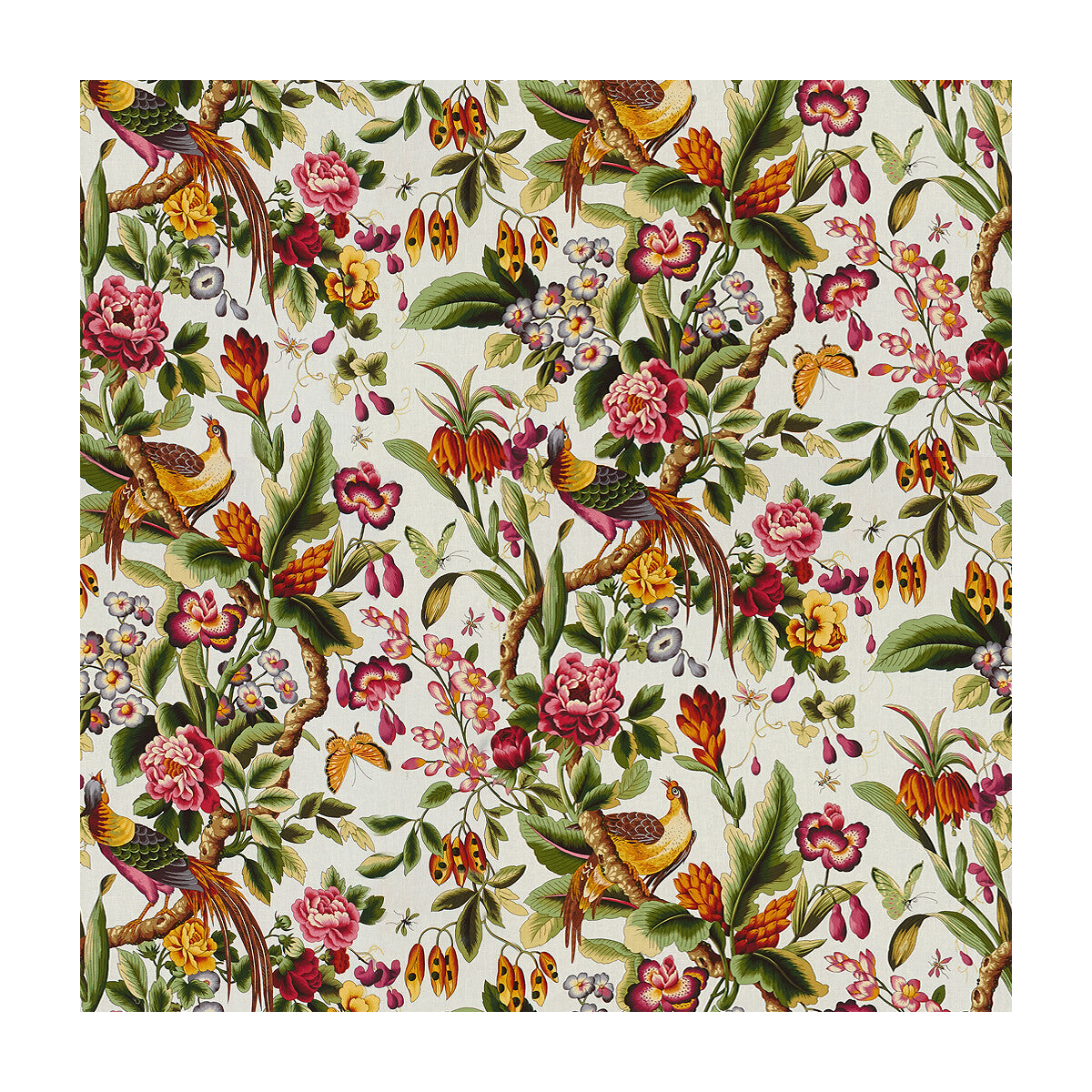 Pheasans fabric in or color - pattern 8015130.47.0 - by Brunschwig & Fils in the Les Tropiques collection
