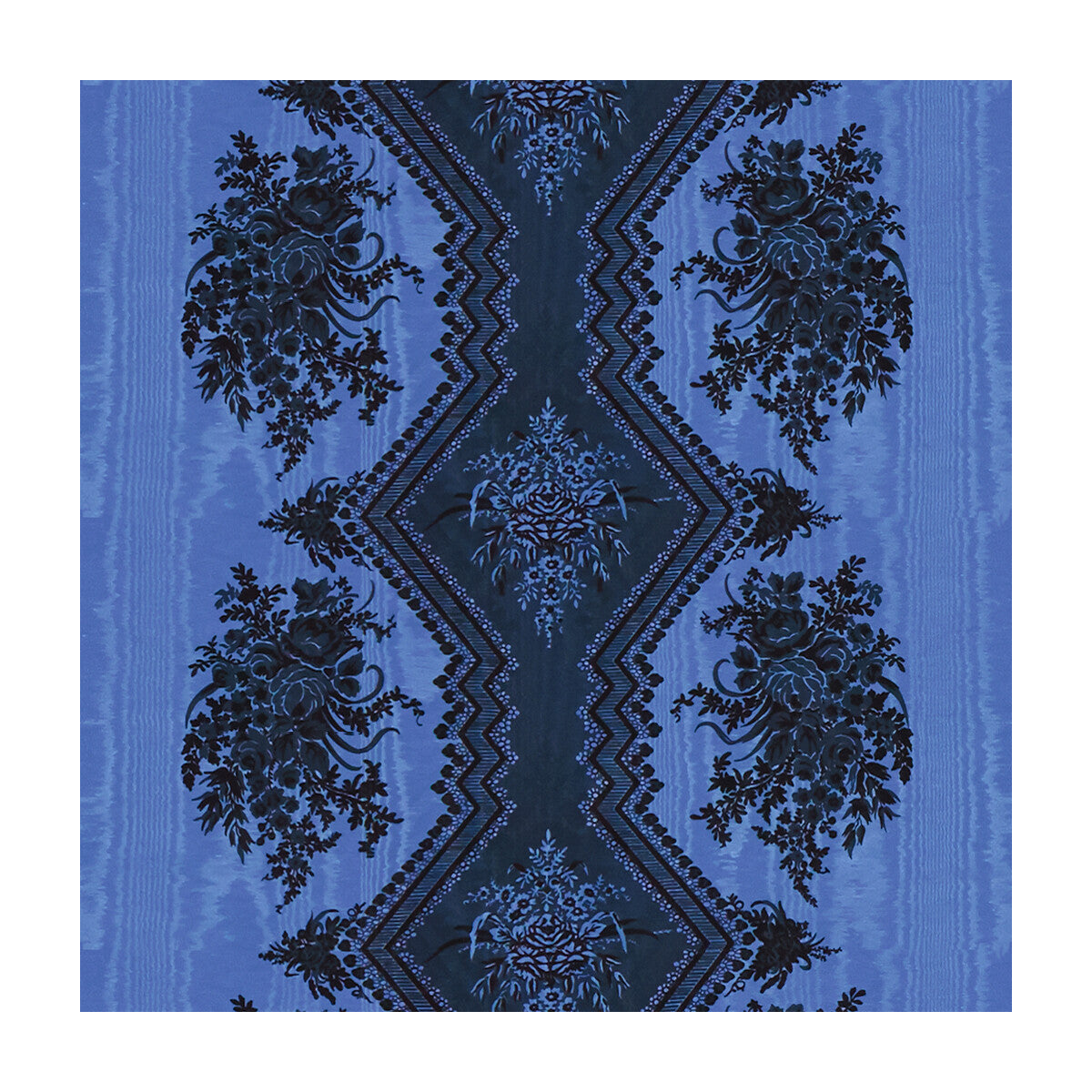 Coppelia Moire fabric in bleu color - pattern 8015137.5.0 - by Brunschwig & Fils in the Madeleine Castaing collection
