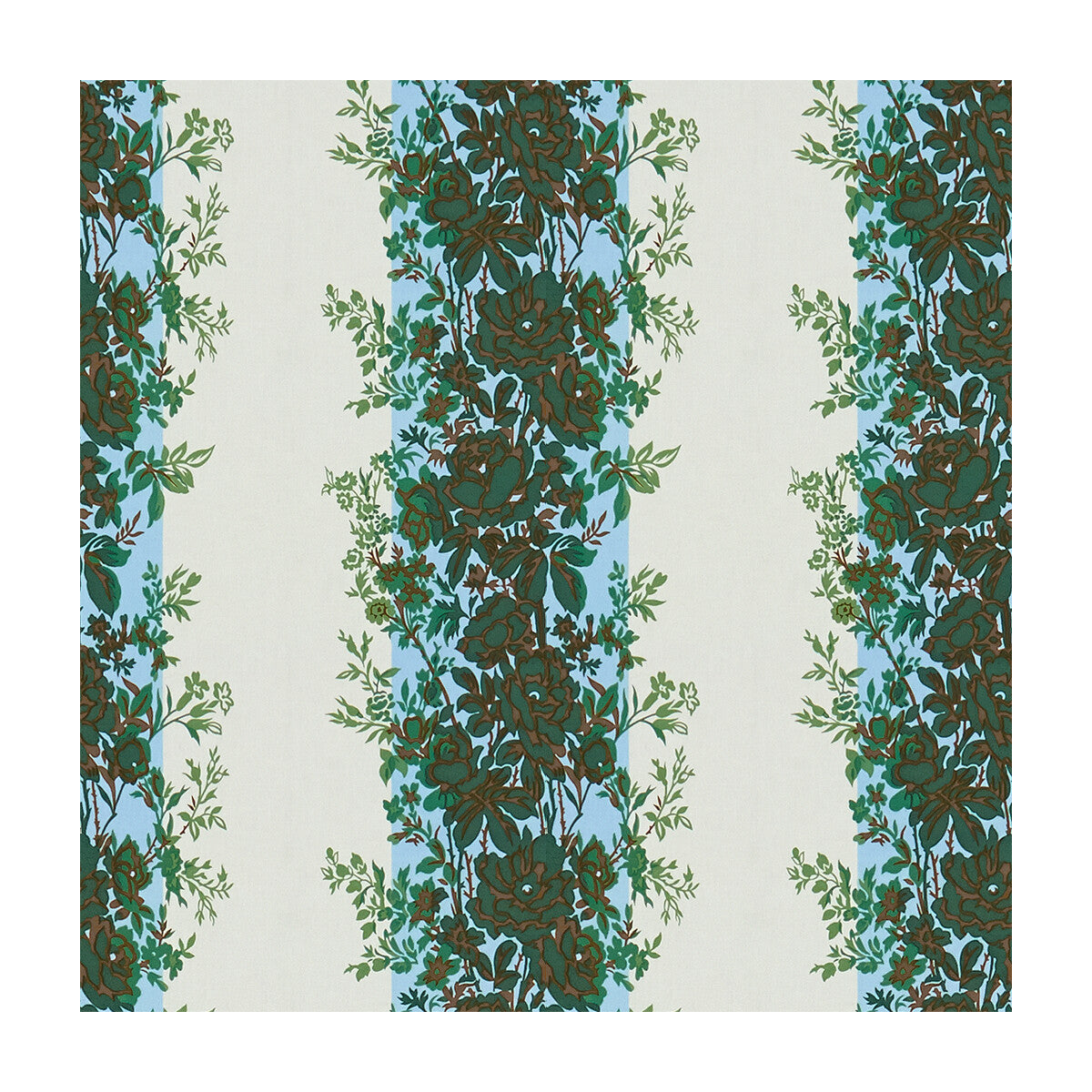 Rayure Fleurie fabric in blue/green color - pattern 8015145.5.0 - by Brunschwig & Fils in the Madeleine Castaing collection