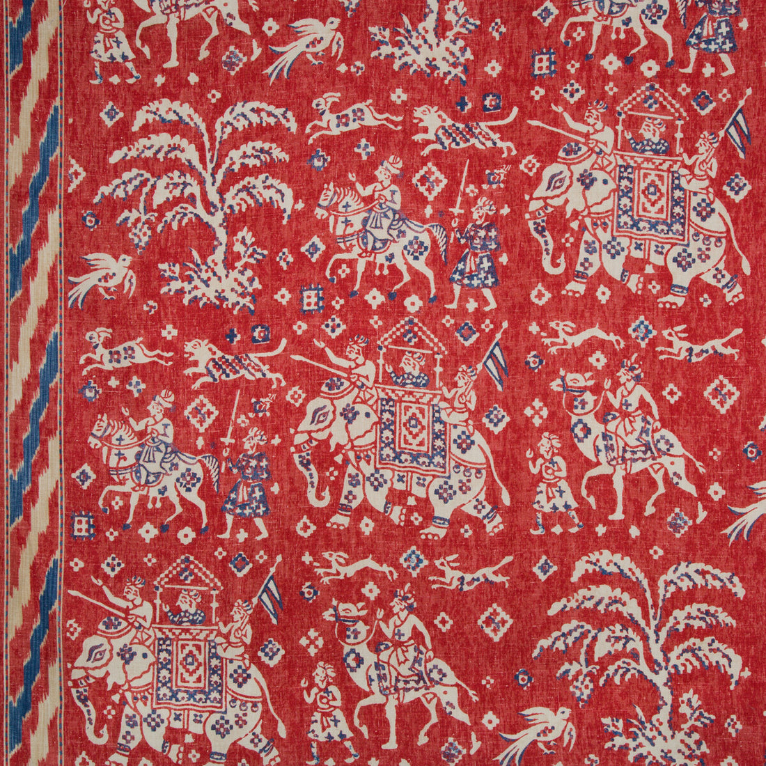 Aralam Print fabric in flame/cadet color - pattern 8015175.195.0 - by Brunschwig &amp; Fils in the Cape Comorin collection