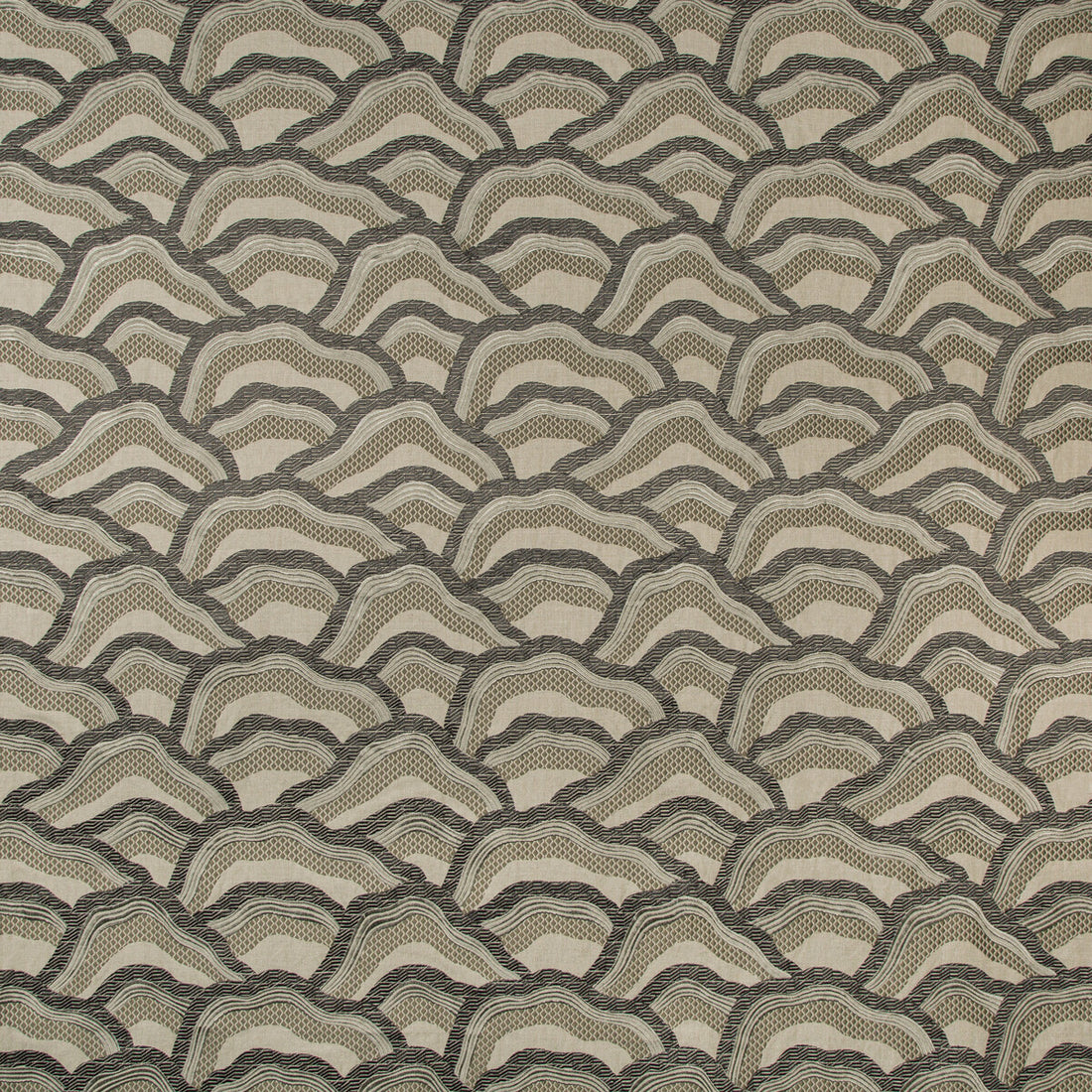Les Rizieres Emb fabric in silver/charcoal color - pattern 8017127.1121.0 - by Brunschwig &amp; Fils in the Les Ensembliers II collection