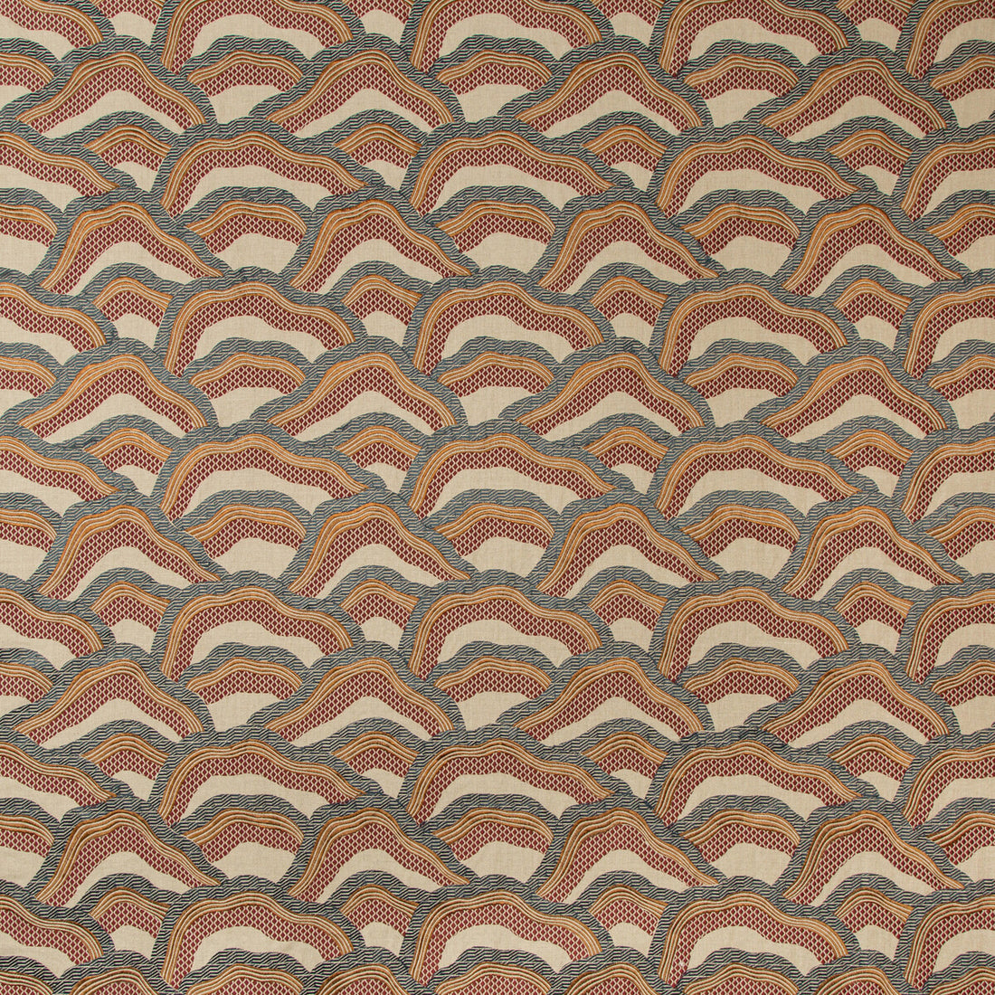 Les Rizieres Emb fabric in rust/grey color - pattern 8017127.2411.0 - by Brunschwig &amp; Fils in the Les Ensembliers II collection