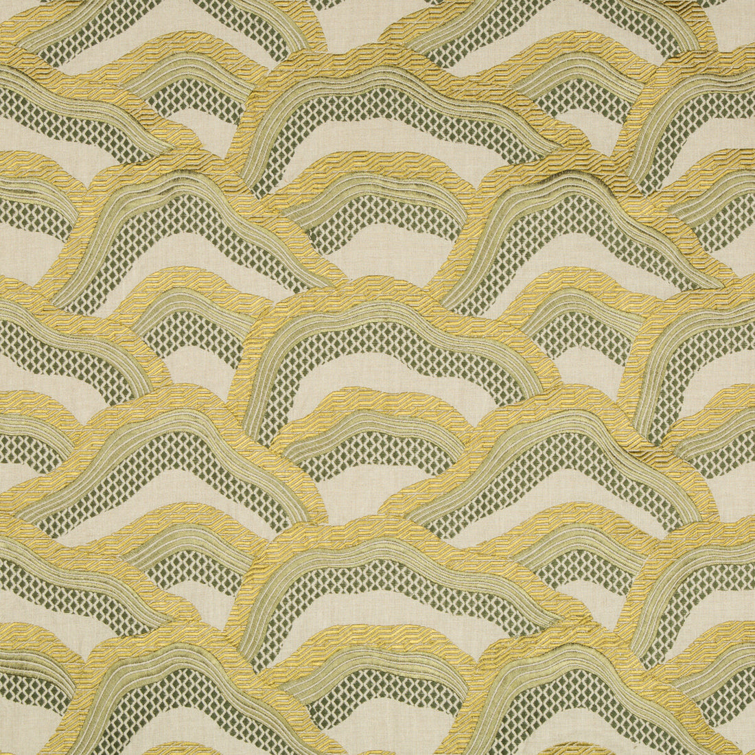 Les Rizieres Emb fabric in citron color - pattern 8017127.340.0 - by Brunschwig &amp; Fils in the Les Ensembliers collection