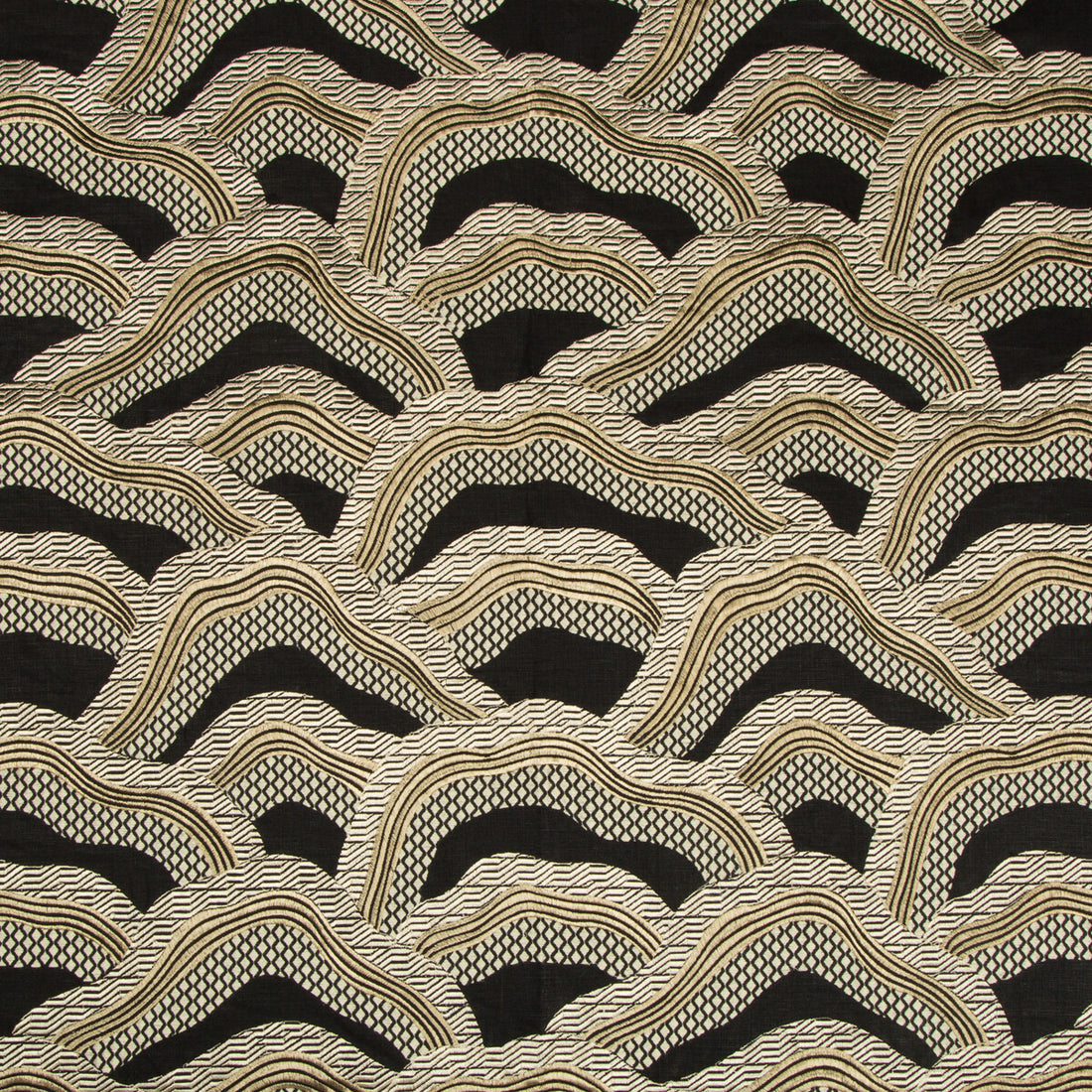 Les Rizieres Emb fabric in black/gold color - pattern 8017127.48.0 - by Brunschwig &amp; Fils in the Les Ensembliers collection