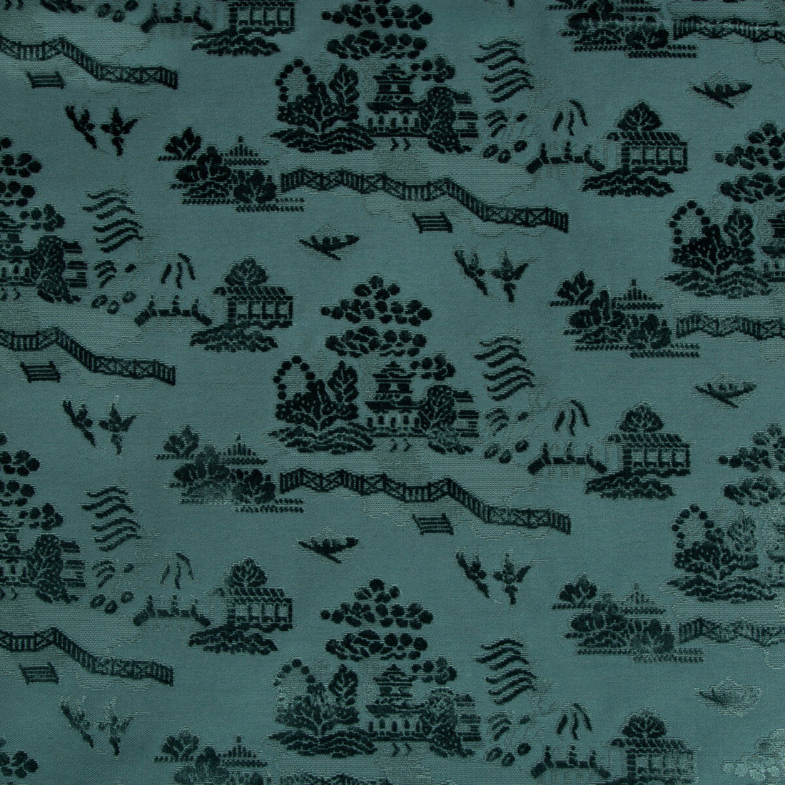 La Pagode Velvet fabric in teal color - pattern 8017129.35.0 - by Brunschwig &amp; Fils in the Les Ensembliers collection