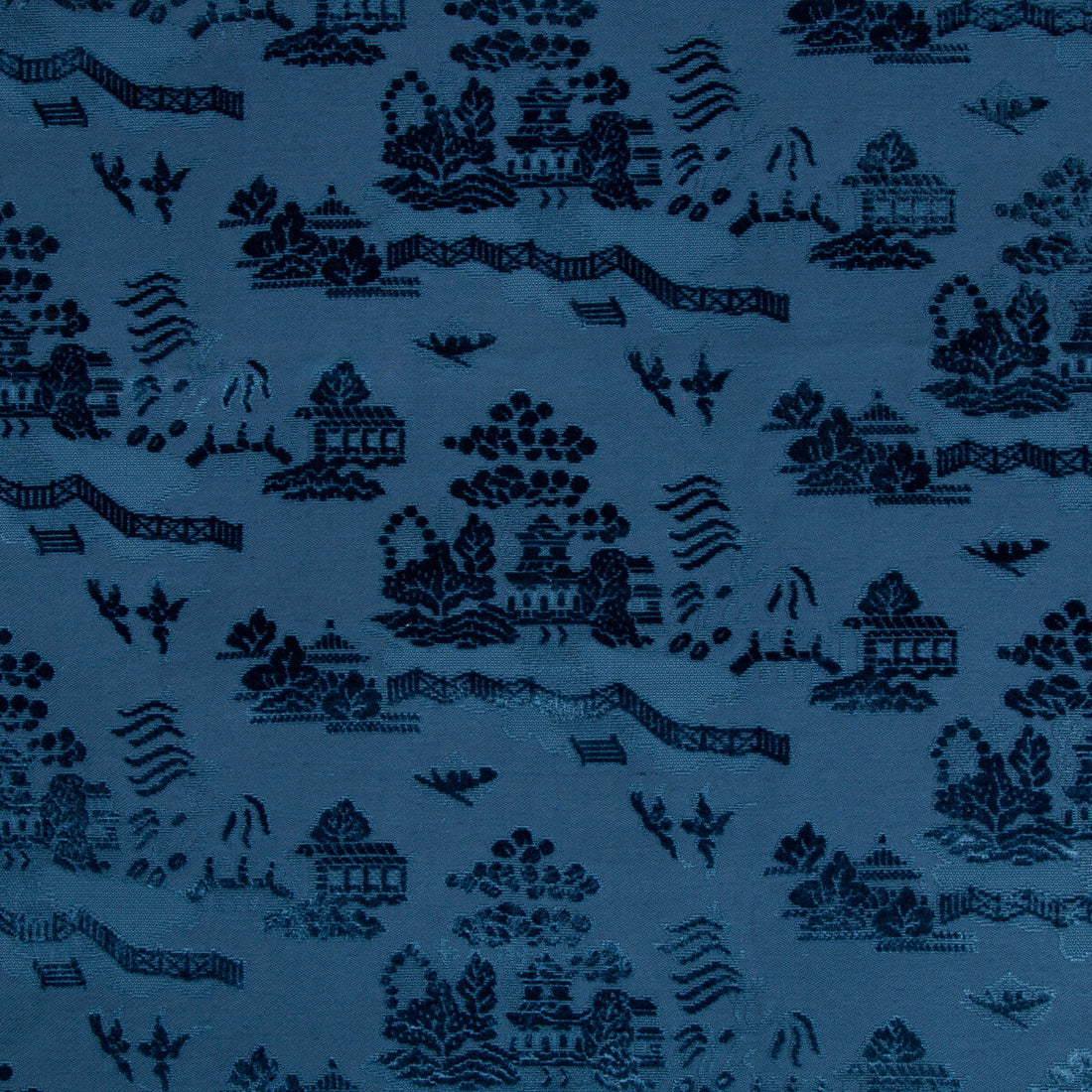 La Pagode Velvet fabric in navy color - pattern 8017129.50.0 - by Brunschwig &amp; Fils in the Les Ensembliers collection