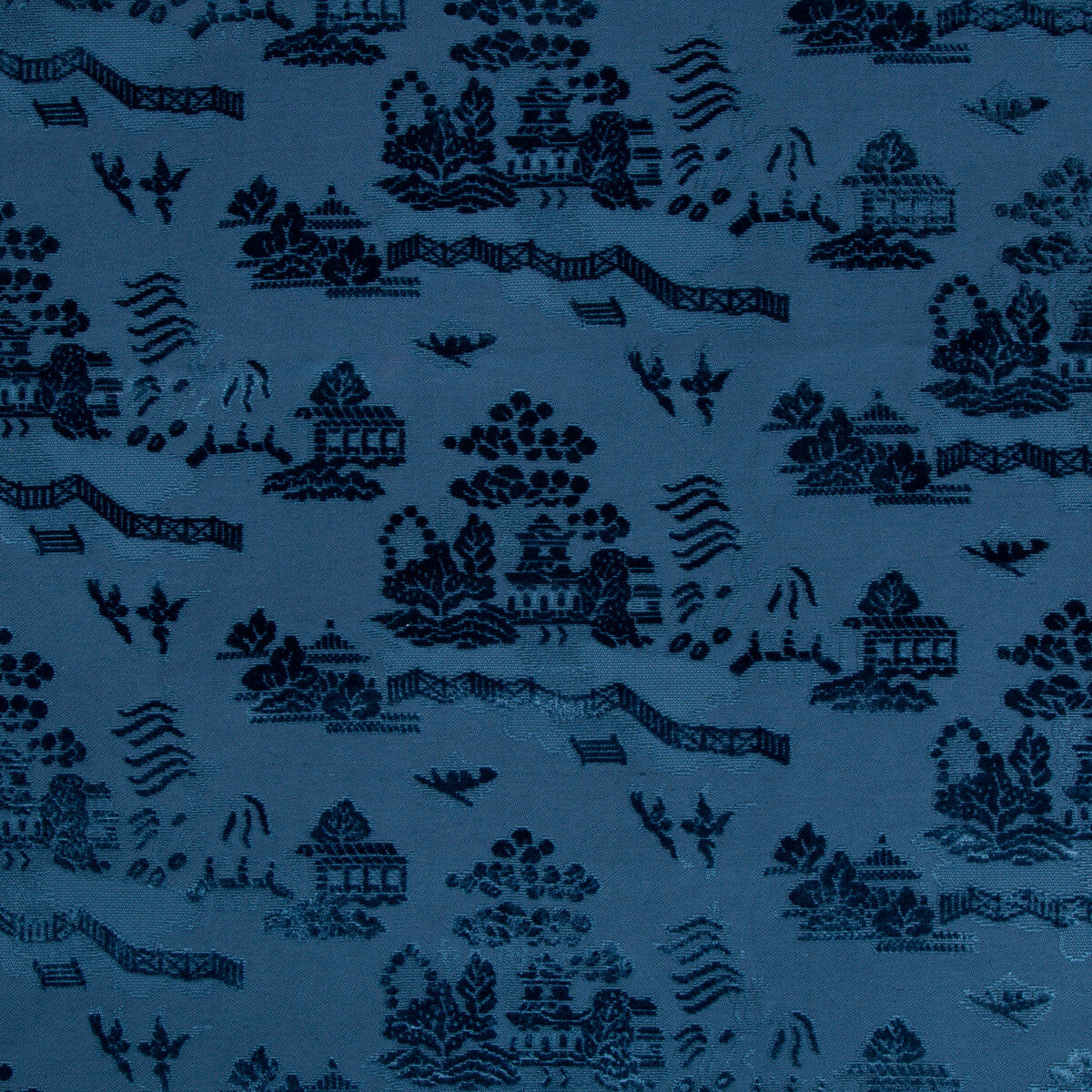 La Pagode Velvet fabric in navy color - pattern 8017129.50.0 - by Brunschwig & Fils in the Les Ensembliers collection