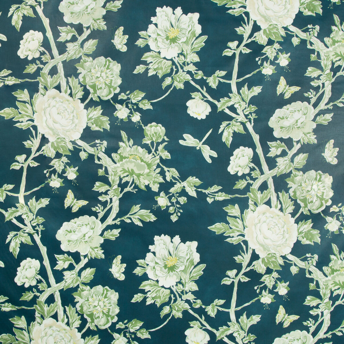 Les Pivoines Print fabric in green color - pattern 8017135.30.0 - by Brunschwig &amp; Fils in the Les Ensembliers collection