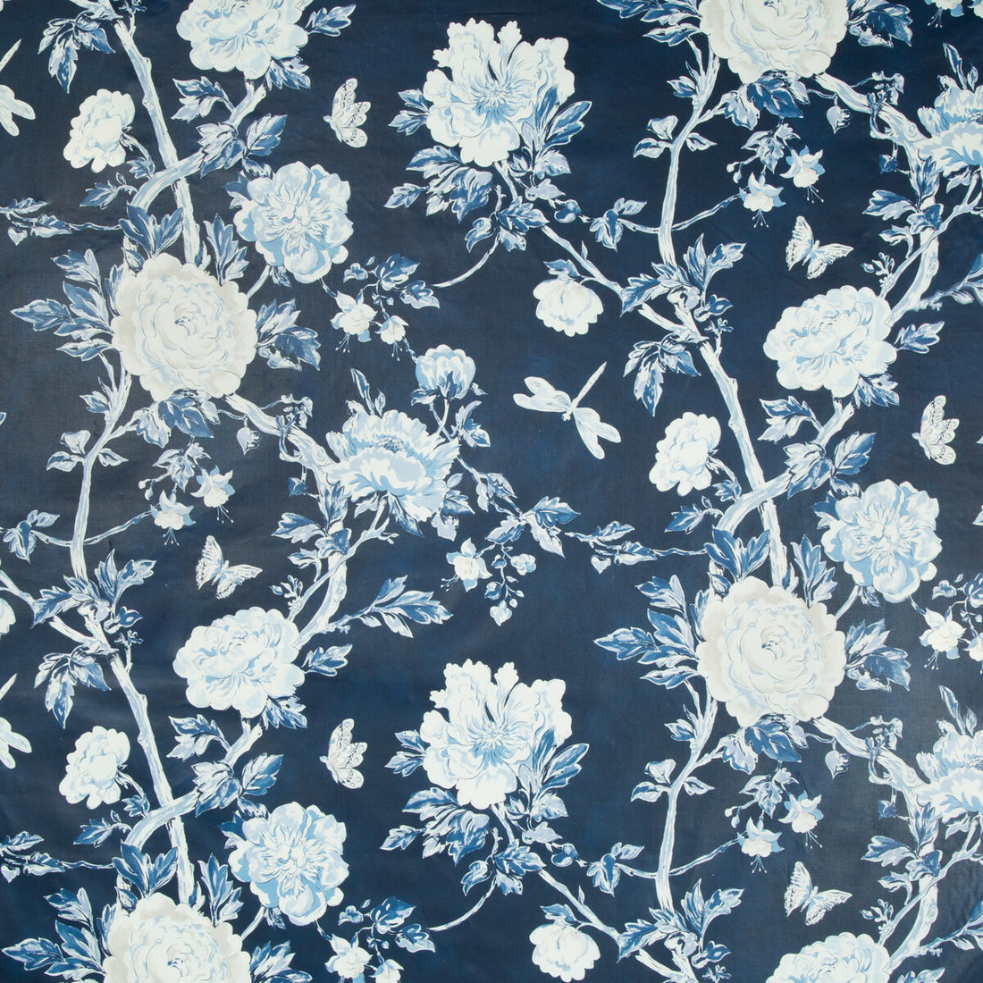 Les Pivoines Print fabric in blue color - pattern 8017135.5.0 - by Brunschwig &amp; Fils in the Les Ensembliers collection