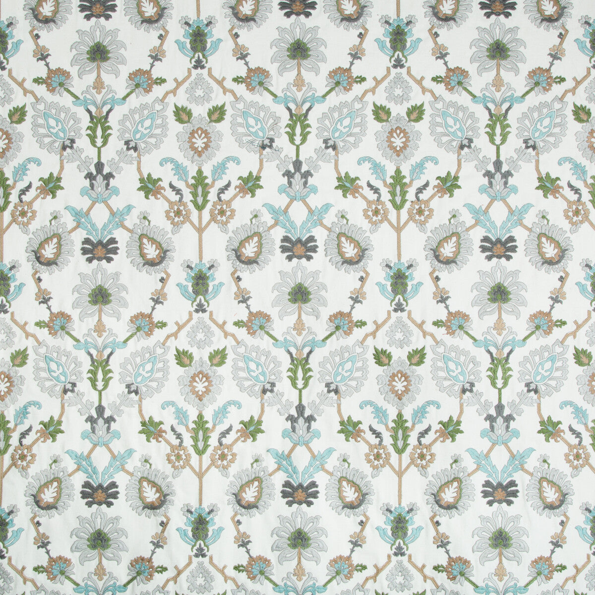 Solanum Emb fabric in mist color - pattern 8018116.113.0 - by Brunschwig & Fils in the Baret collection