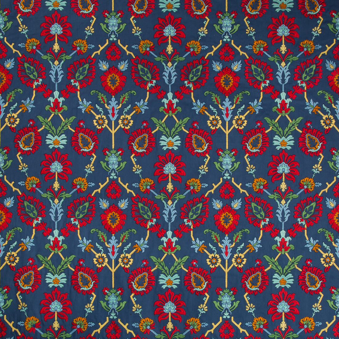 Solanum Emb fabric in indigo/red color - pattern 8018116.519.0 - by Brunschwig &amp; Fils in the Baret collection