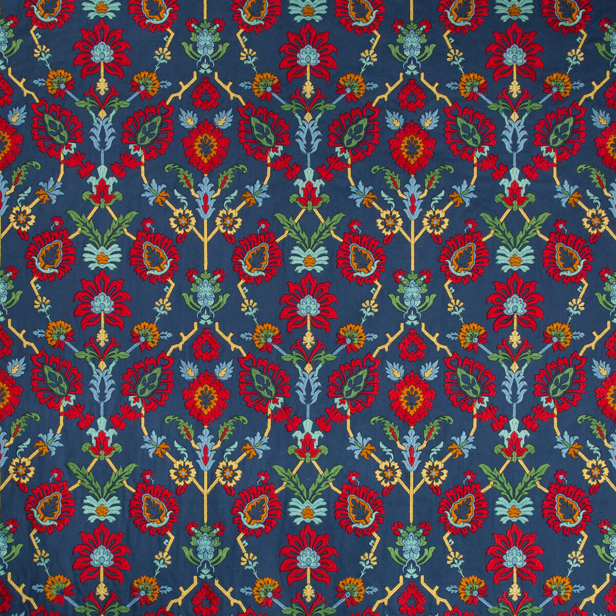 Solanum Emb fabric in indigo/red color - pattern 8018116.519.0 - by Brunschwig & Fils in the Baret collection