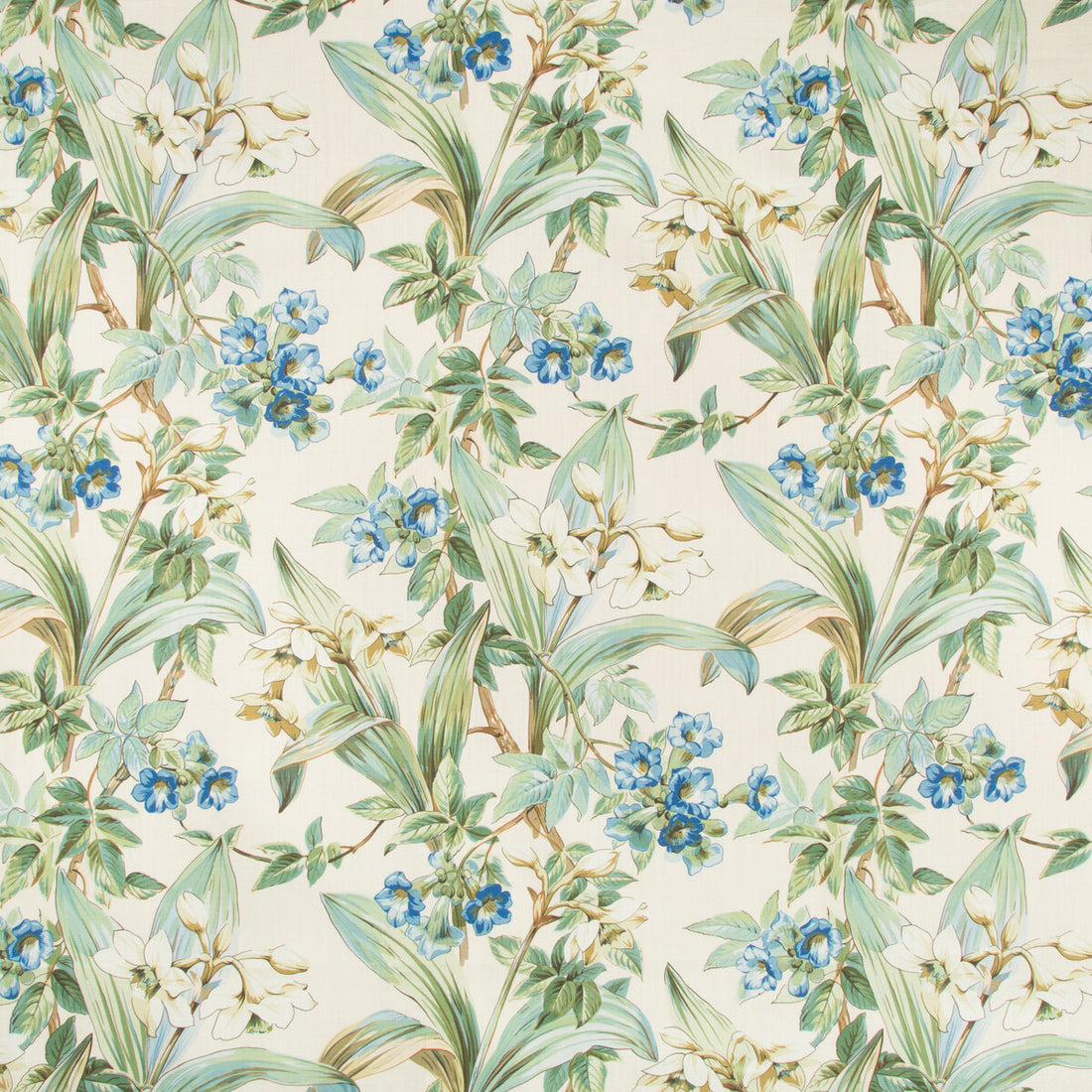 Daffodil And VIne fabric in blue color - pattern 8018117.5.0 - by Brunschwig &amp; Fils in the Cevennes collection
