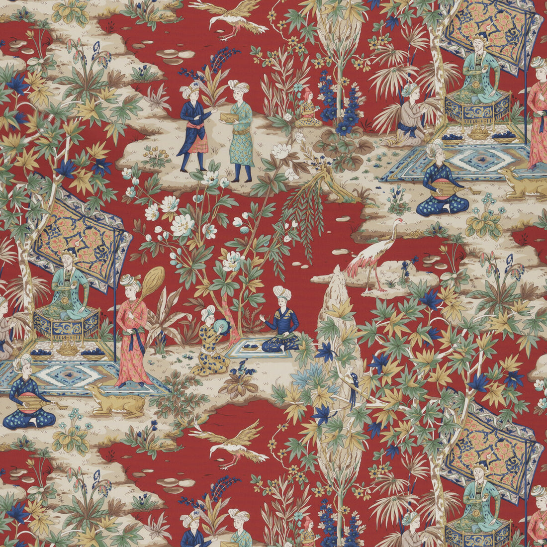 Lodi Garden Print fabric in red color - pattern 8018119.19.0 - by Brunschwig &amp; Fils in the Baret collection