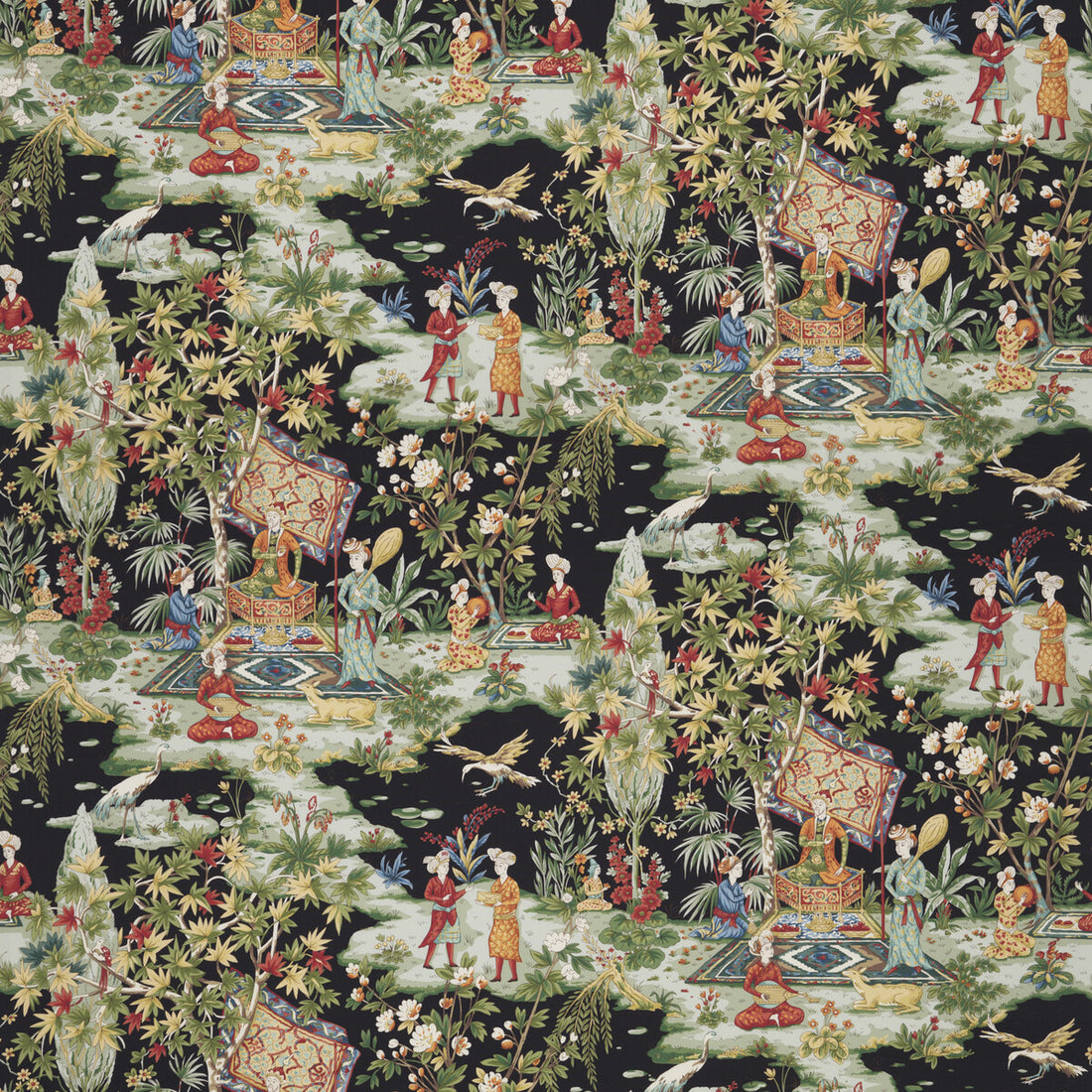 Lodi Garden Print fabric in onyx color - pattern 8018119.8.0 - by Brunschwig &amp; Fils in the Baret collection
