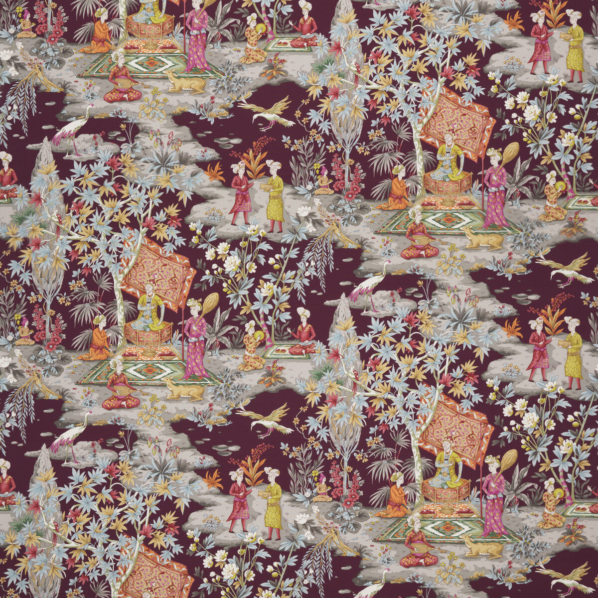 Lodi Garden Print fabric in plum color - pattern 8018119.909.0 - by Brunschwig & Fils in the Baret collection
