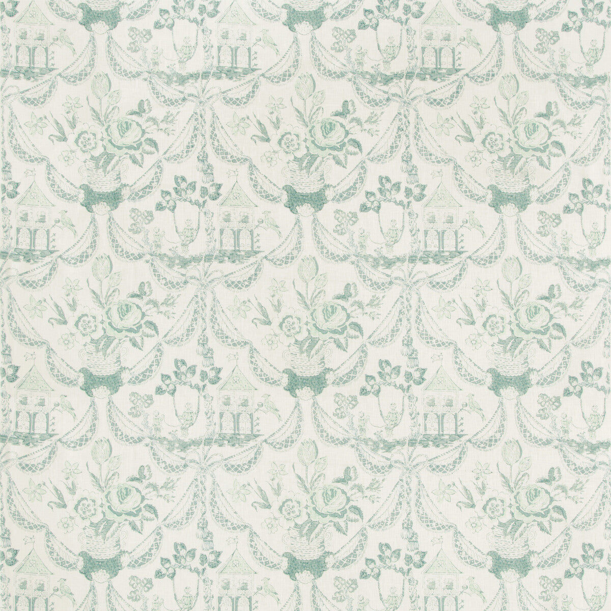 Bird & Swing Hb fabric in aqua color - pattern 8019100.13.0 - by Brunschwig & Fils