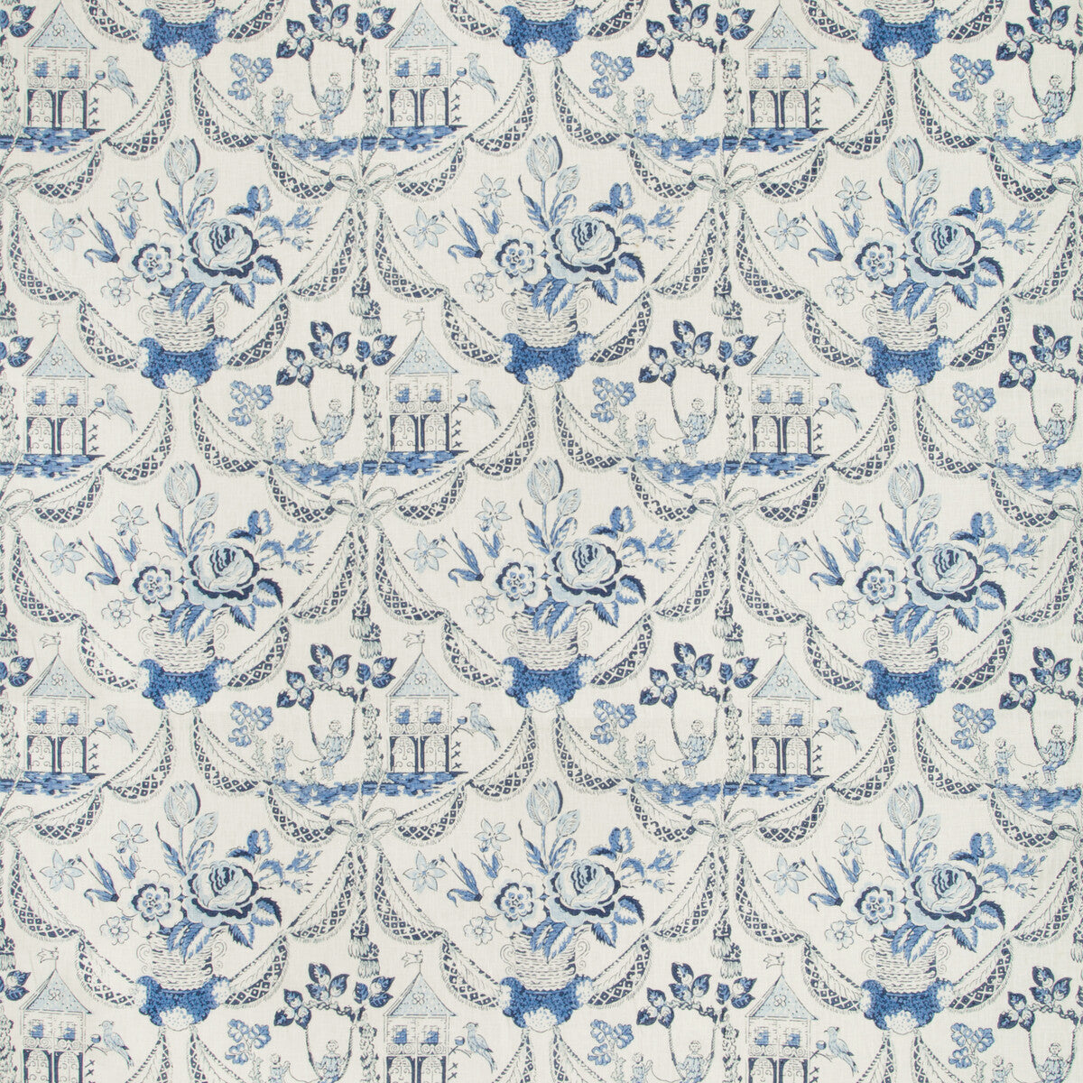 Bird & Swing Hb fabric in blue color - pattern 8019100.5.0 - by Brunschwig & Fils
