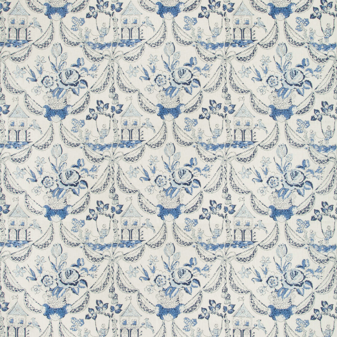 Bird &amp; Swing Hb fabric in blue color - pattern 8019100.5.0 - by Brunschwig &amp; Fils