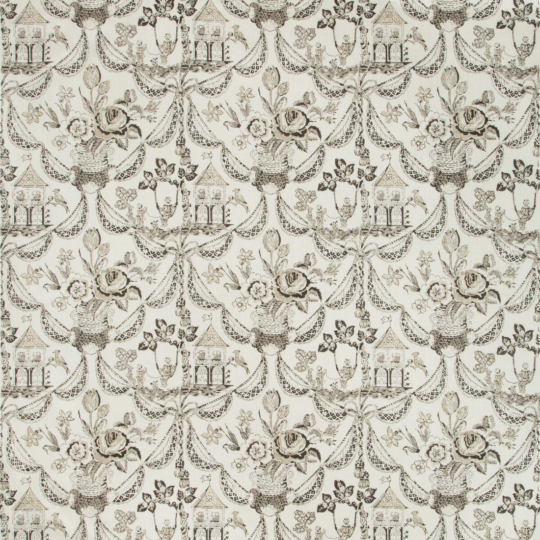 Bird &amp; Swing Hb fabric in charcoal color - pattern 8019100.8.0 - by Brunschwig &amp; Fils