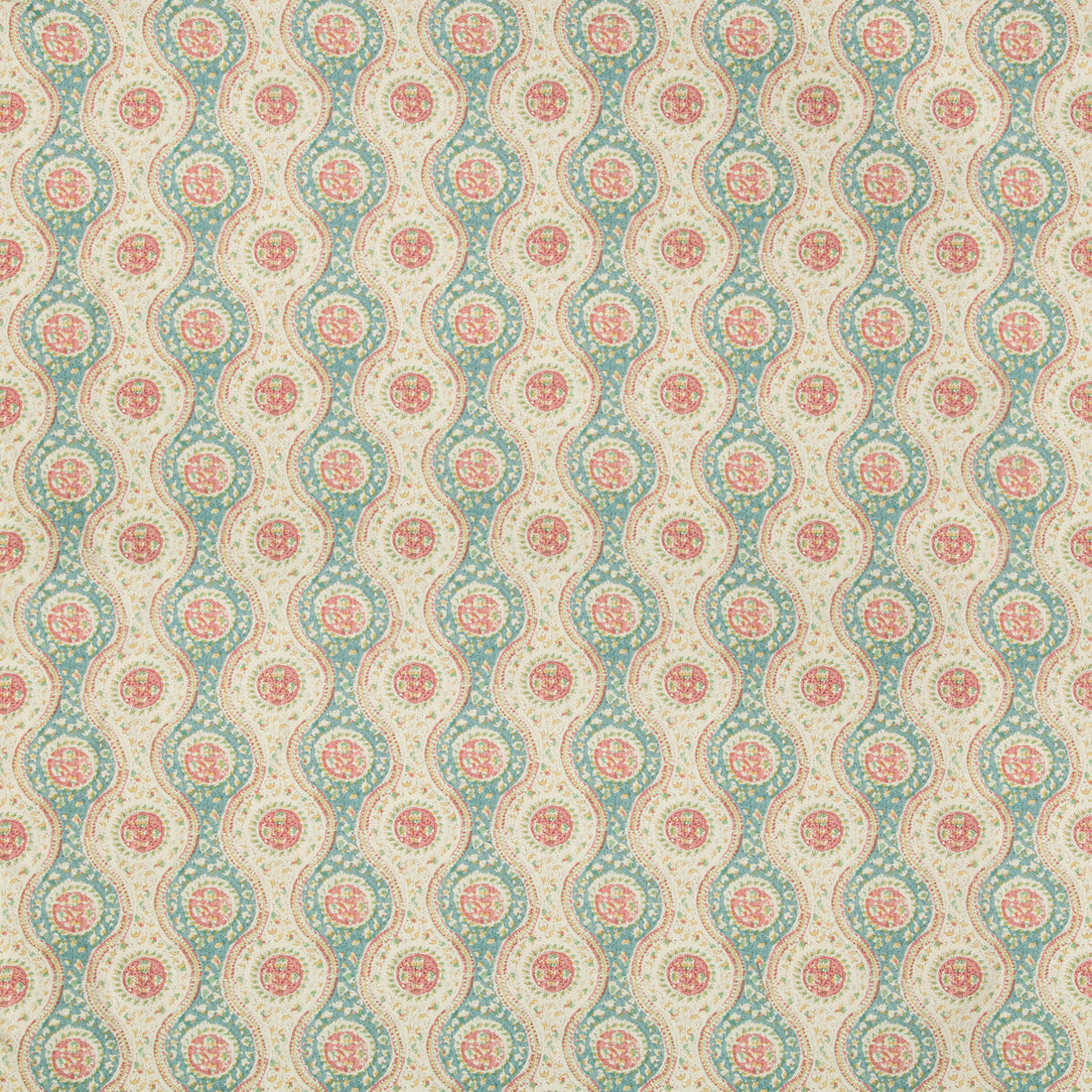 Nadari Print fabric in teal/rose color - pattern 8019129.137.0 - by Brunschwig &amp; Fils in the Folio Francais collection