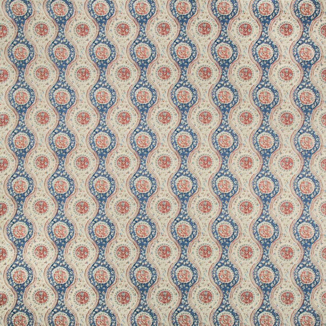 Nadari Print fabric in blue/red color - pattern 8019129.519.0 - by Brunschwig &amp; Fils in the Folio Francais collection