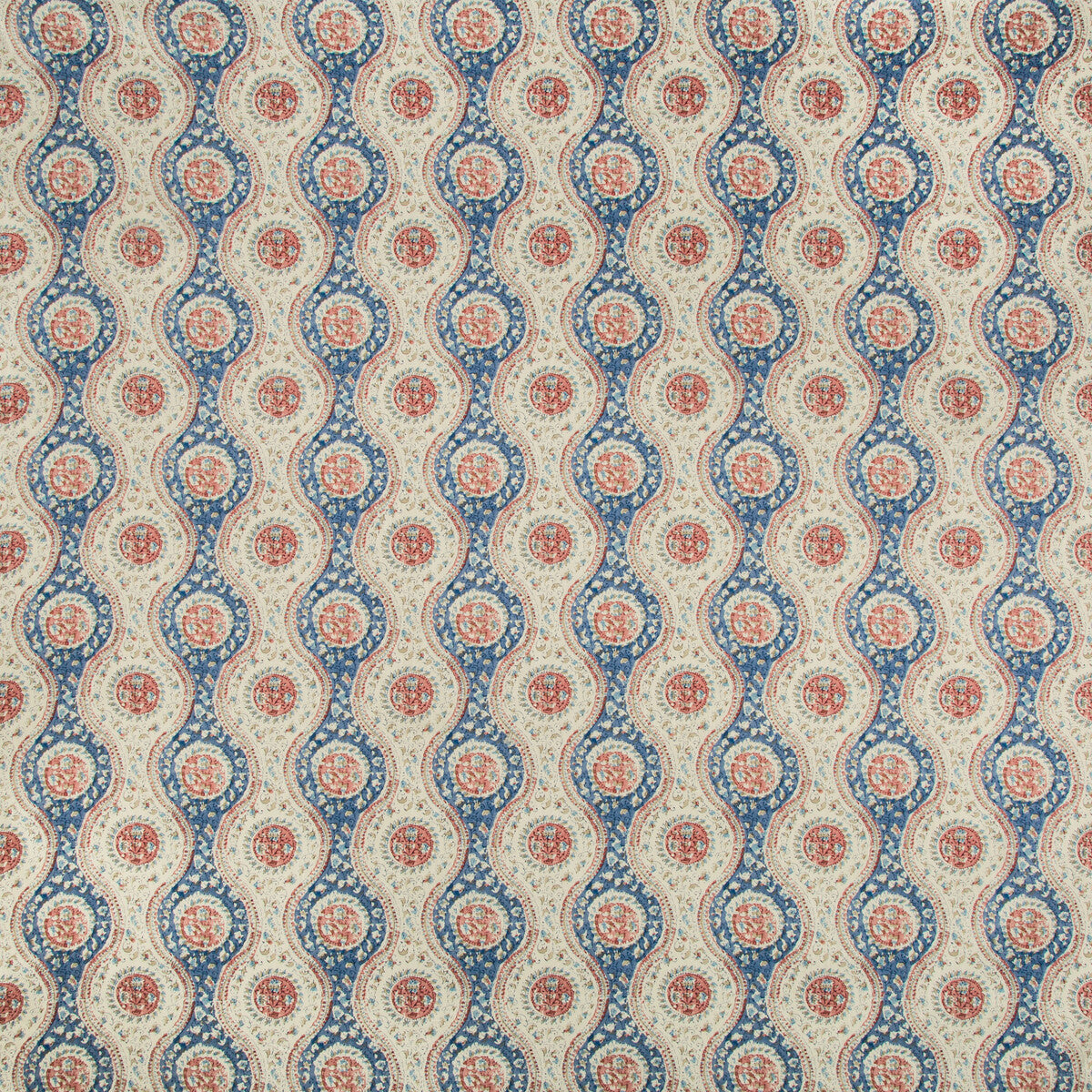 Nadari Print fabric in blue/red color - pattern 8019129.519.0 - by Brunschwig &amp; Fils in the Folio Francais collection