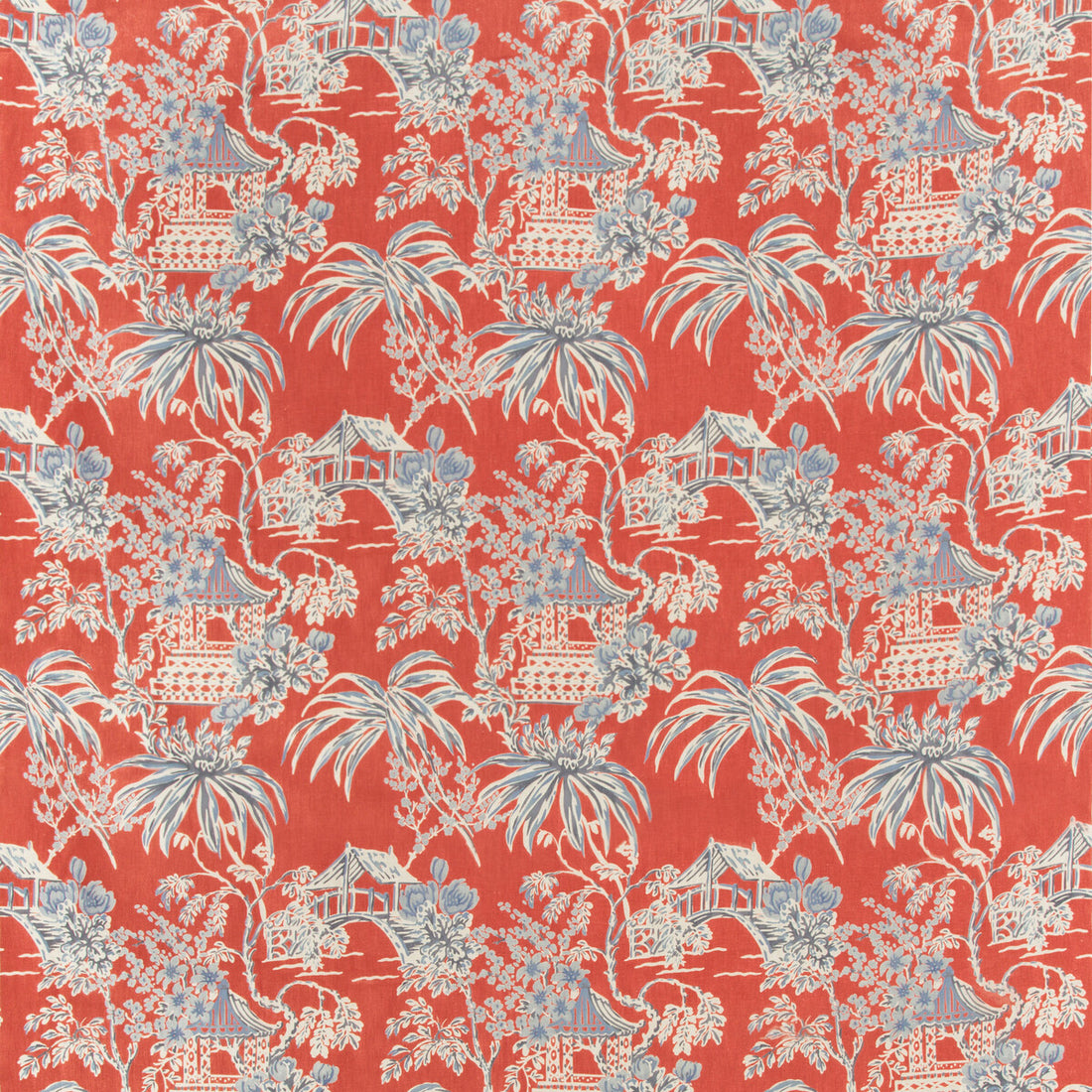 Tongli Print fabric in red color - pattern 8019138.195.0 - by Brunschwig &amp; Fils in the Summer Palace collection