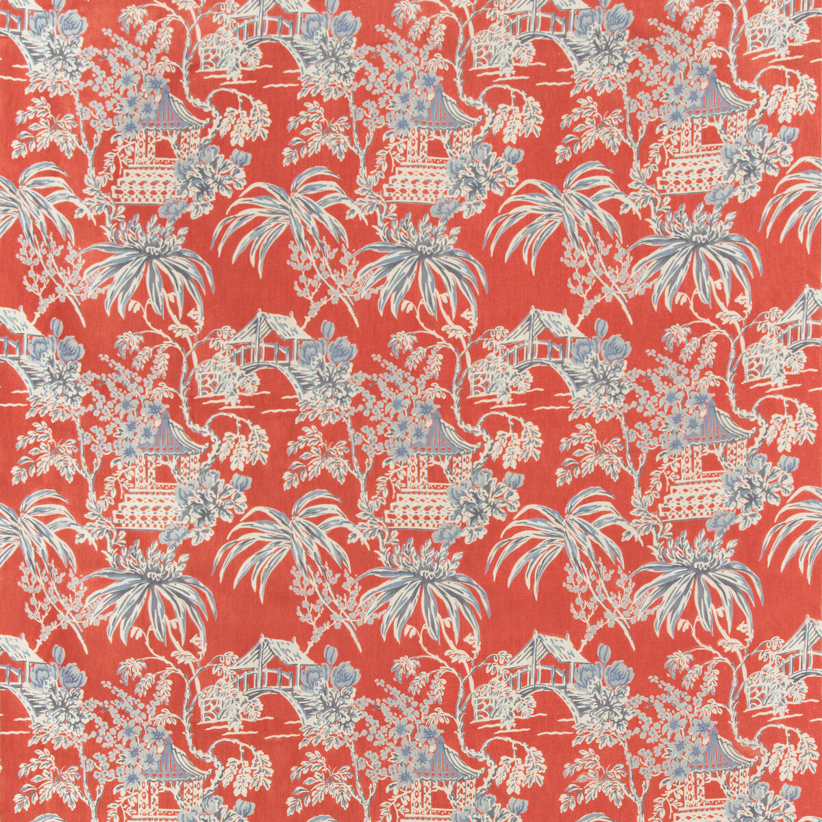 Tongli Print fabric in red color - pattern 8019138.195.0 - by Brunschwig & Fils in the Summer Palace collection