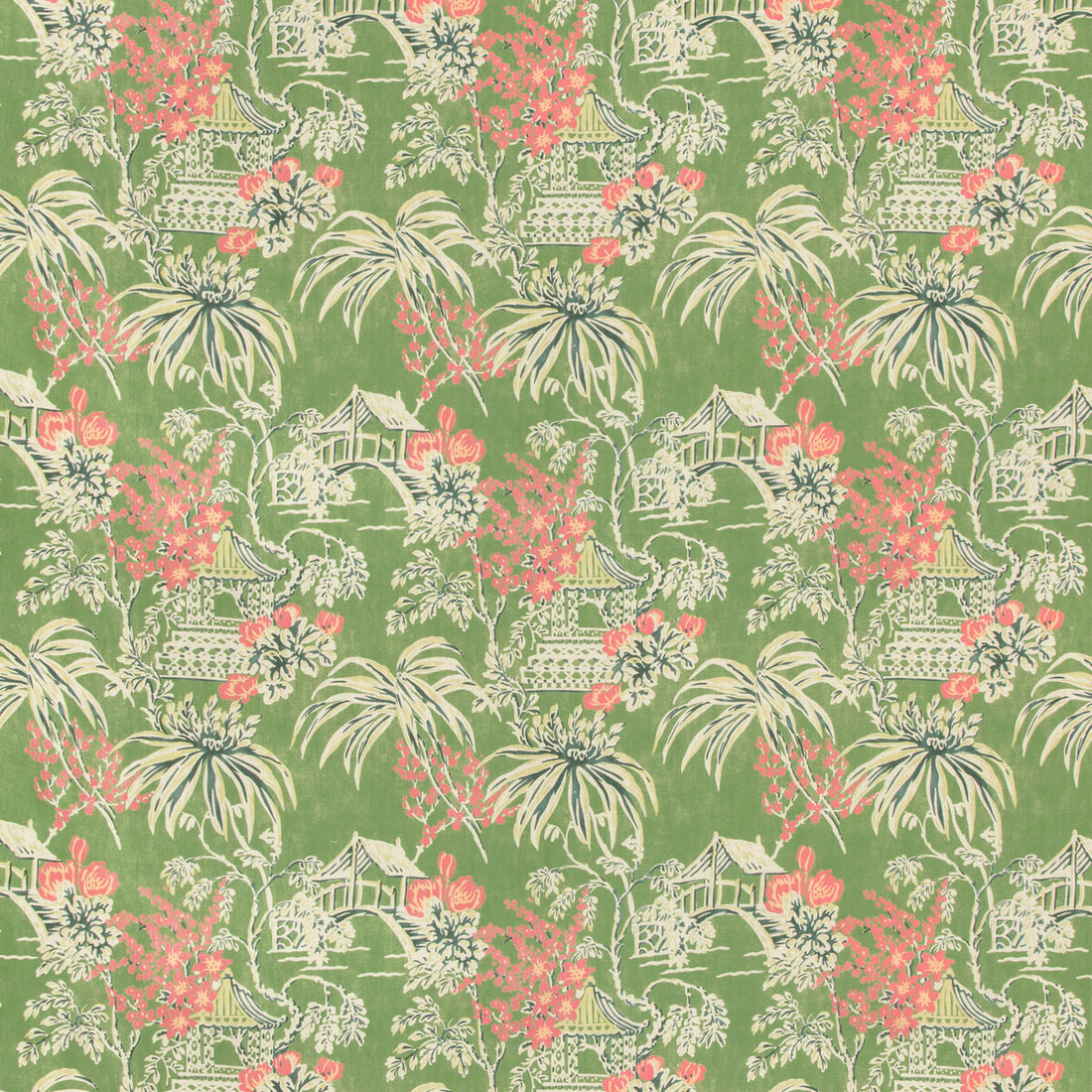 Tongli Print fabric in fern color - pattern 8019138.33.0 - by Brunschwig &amp; Fils in the Summer Palace collection